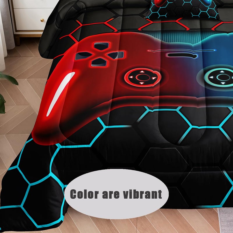 lris Bedding 5 Pieces Bed in a Bag for Boys Bedding Sets Twin Size Gamer Comforter Sets for Boys Kids  Gaming Comforter Set for Teens Room Decor with Flat Sheet Fitted Sheet Pillowcase Cushion Cover - Image 2